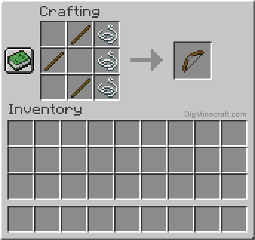 minecraft bow and arrow recipe