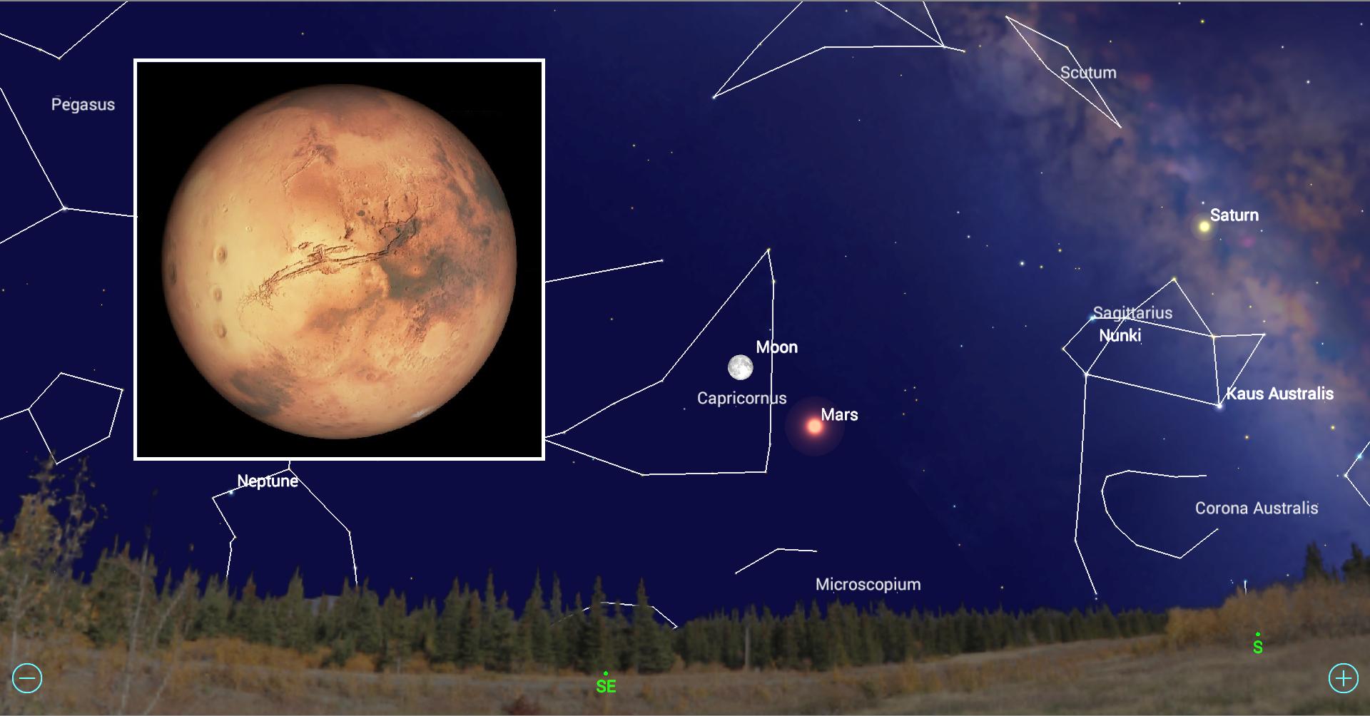 position of mars tonight