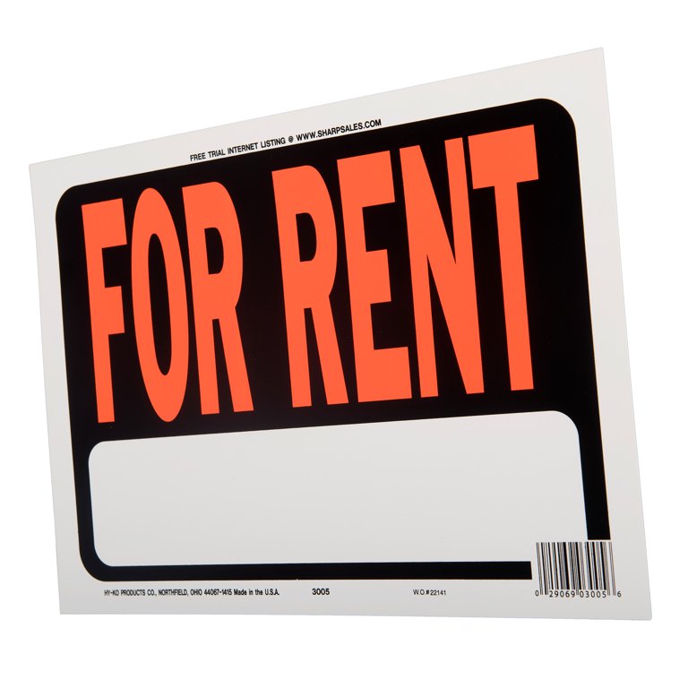 walmart for rent sign