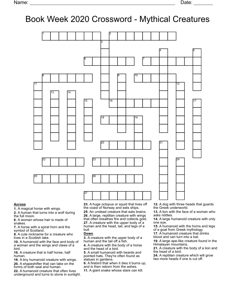 folklore monster crossword