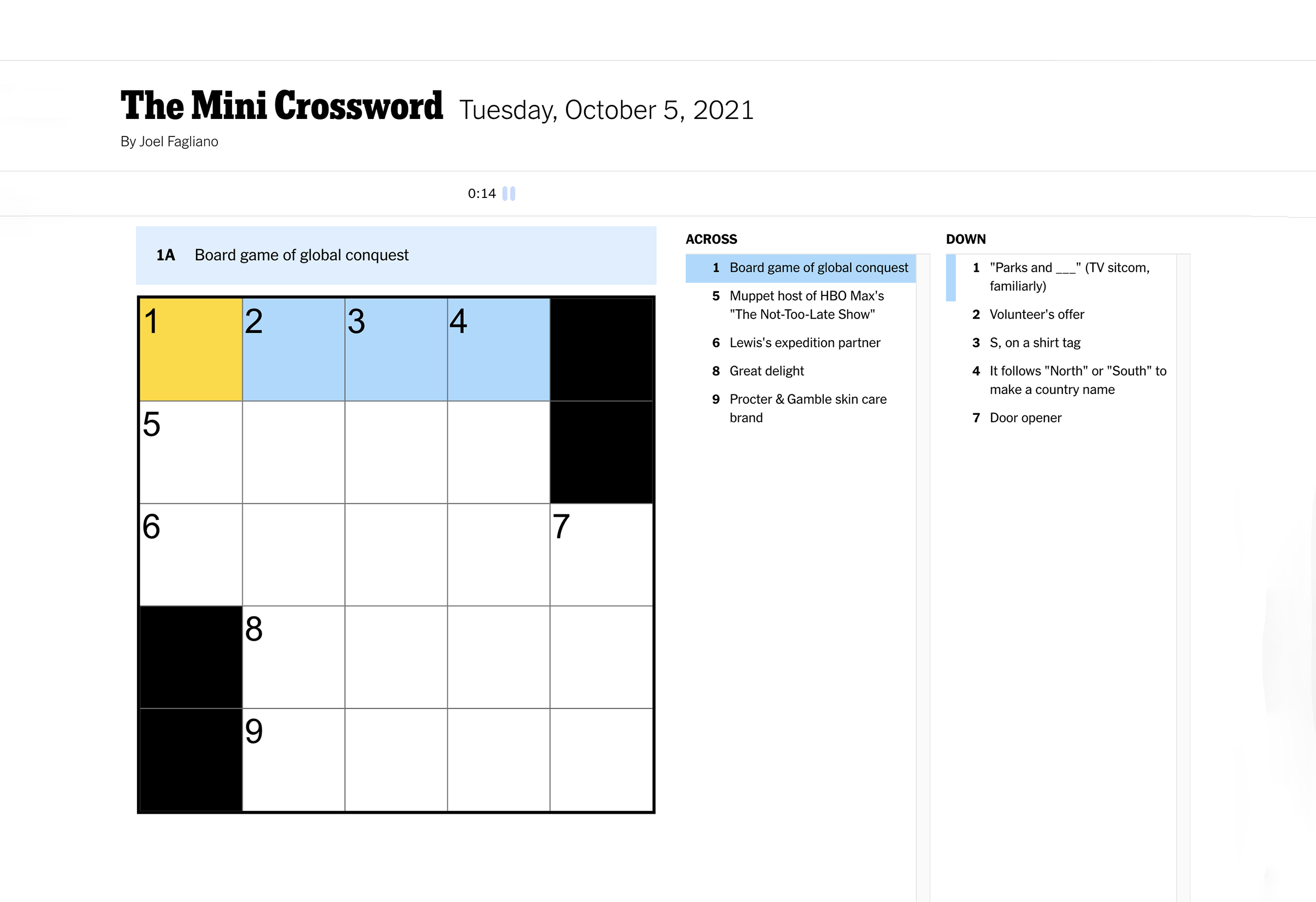 mini crossword answers