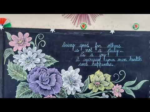 flower blackboard decoration with chalk