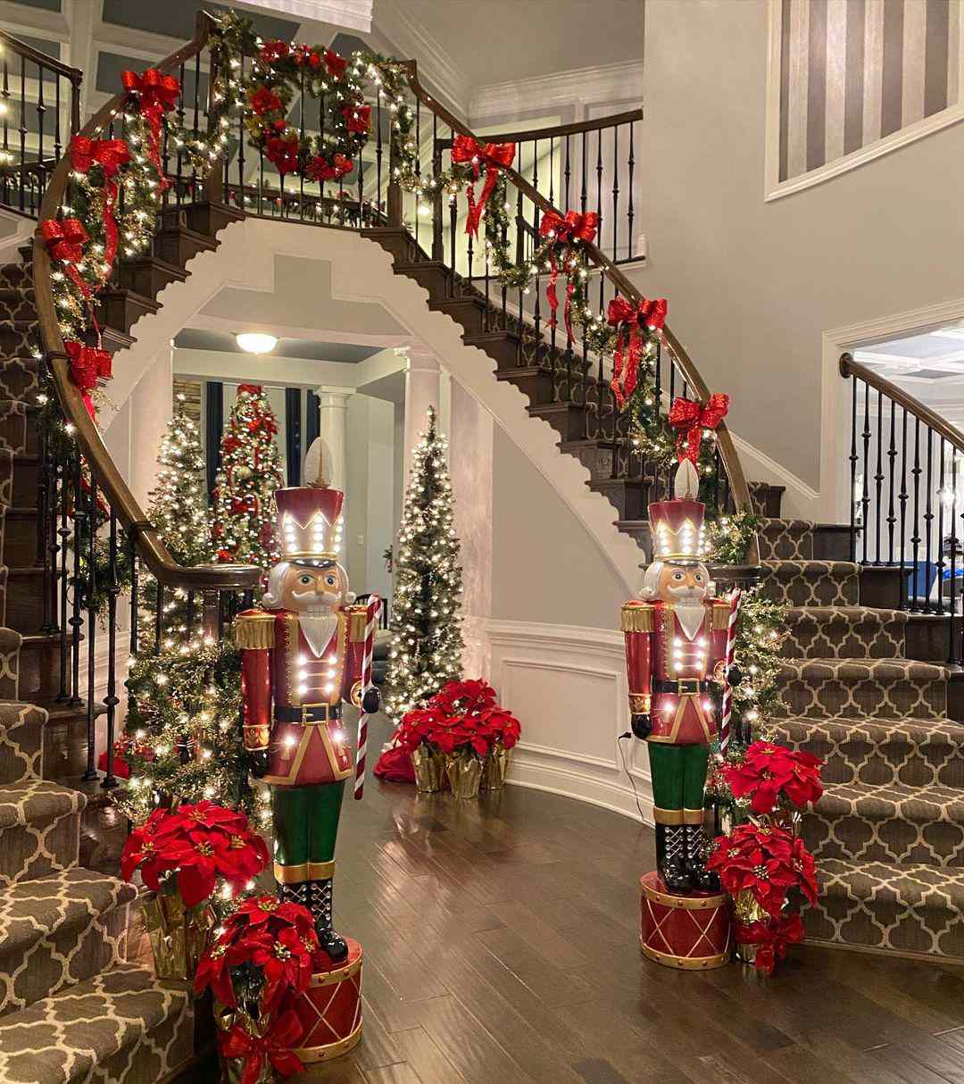 christmas decorations on staircase