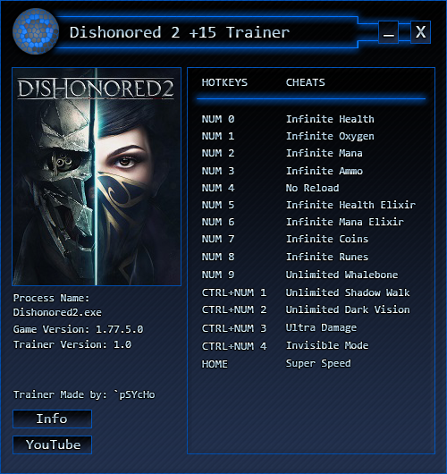 dishonored cheats