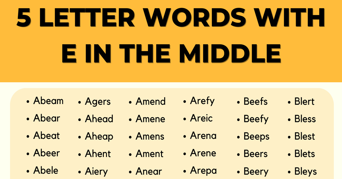 5 letter words with ee in the middle