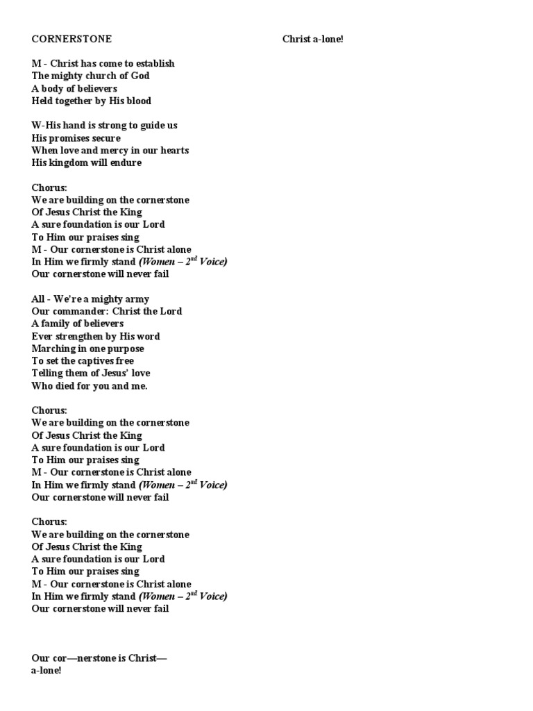 lyrics of cornerstone