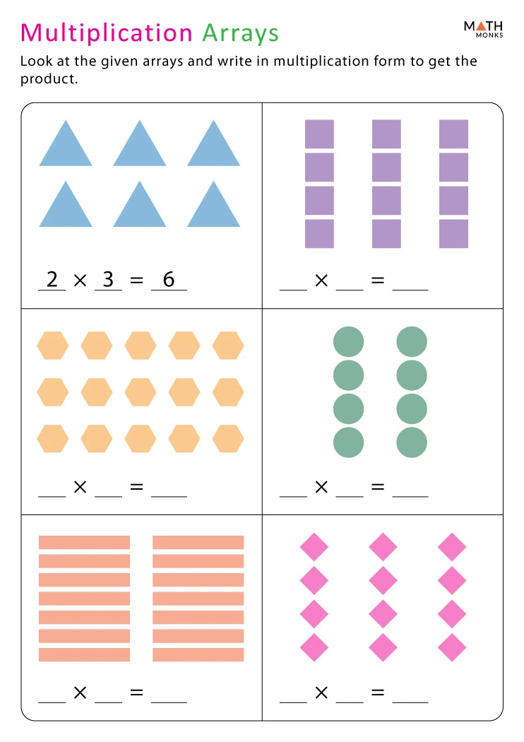 multiplication arrays worksheets pdf