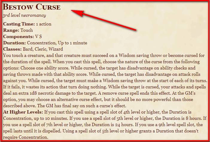 5e bestow curse