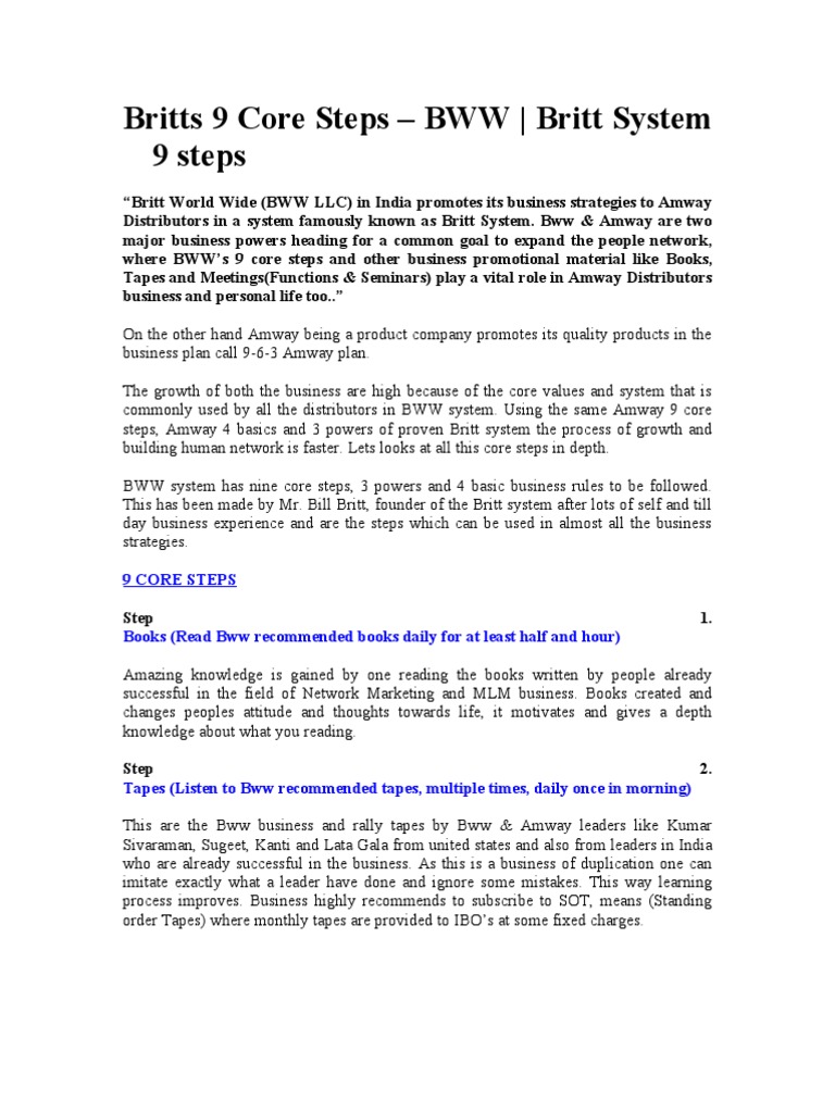 9 core steps amway pdf