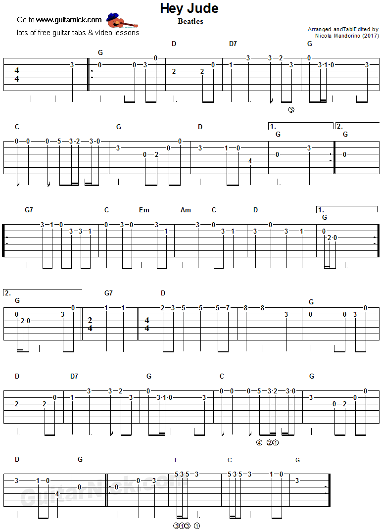 hey jude guitar tab fingerstyle