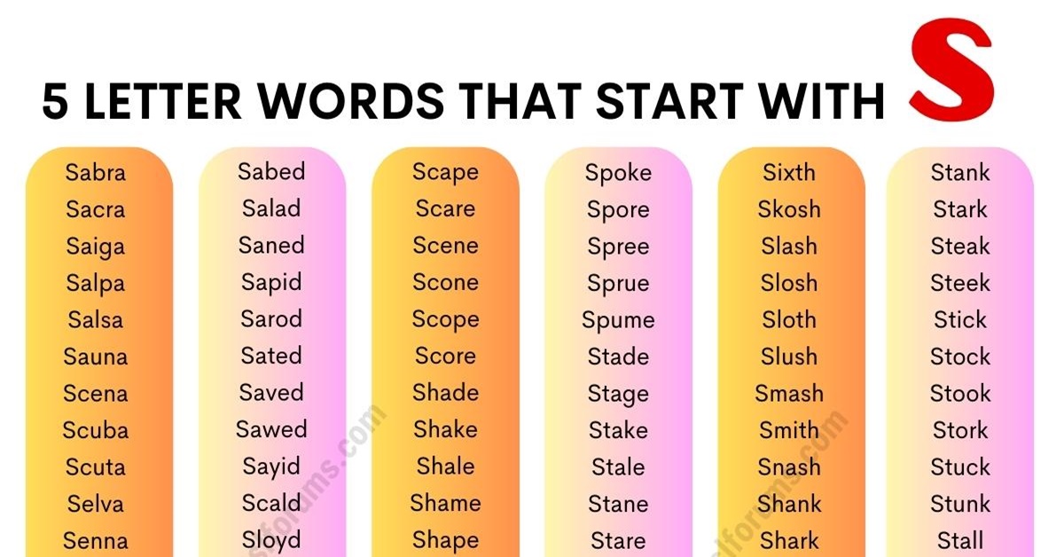 5 letter word start s