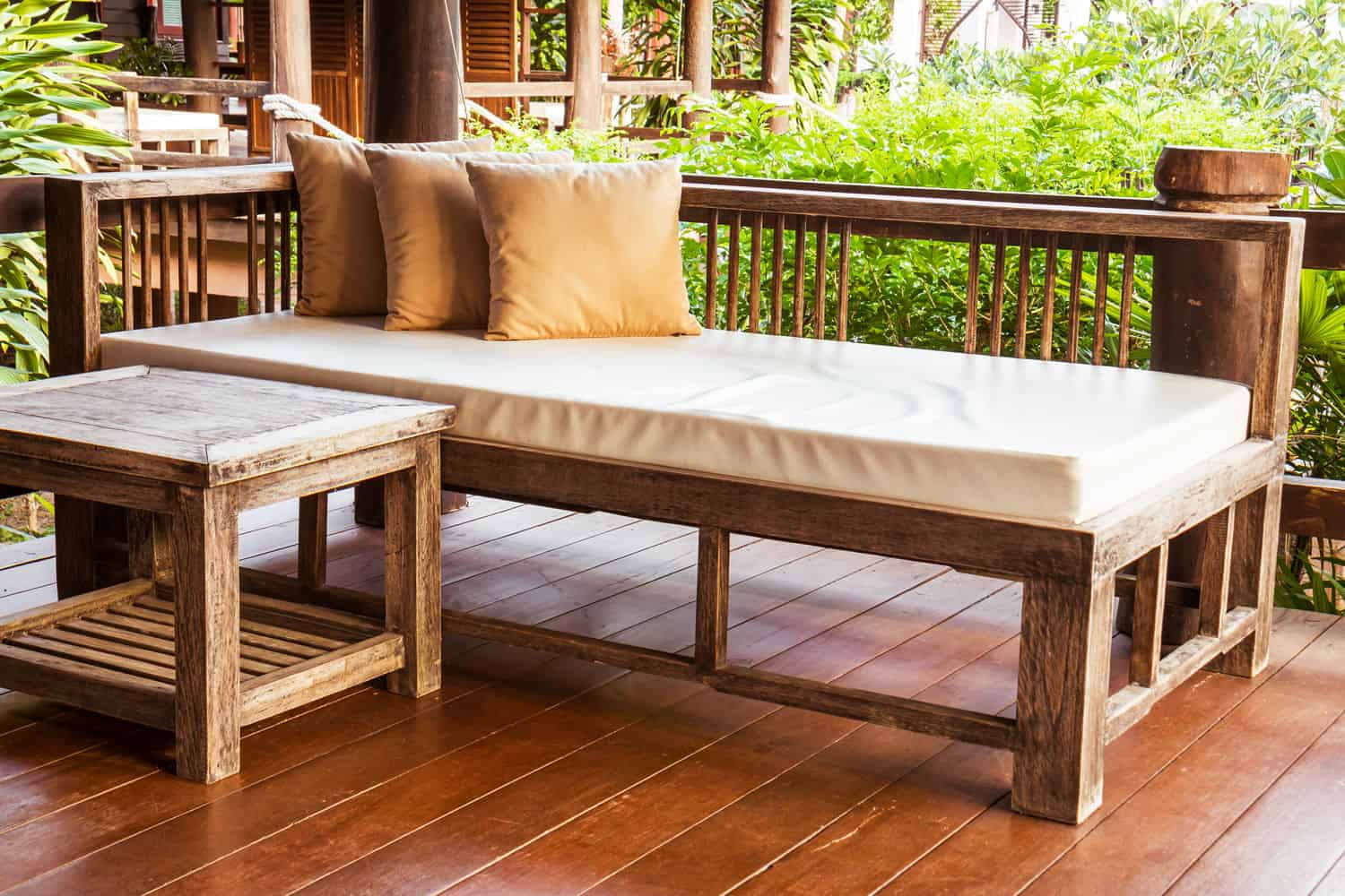 bench cushions outdoors