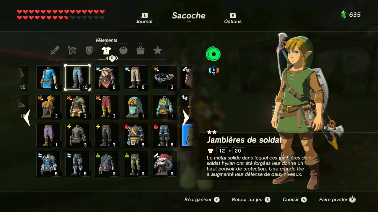 amélioration tenues zelda