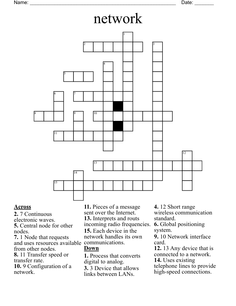 high speed internet connection crossword