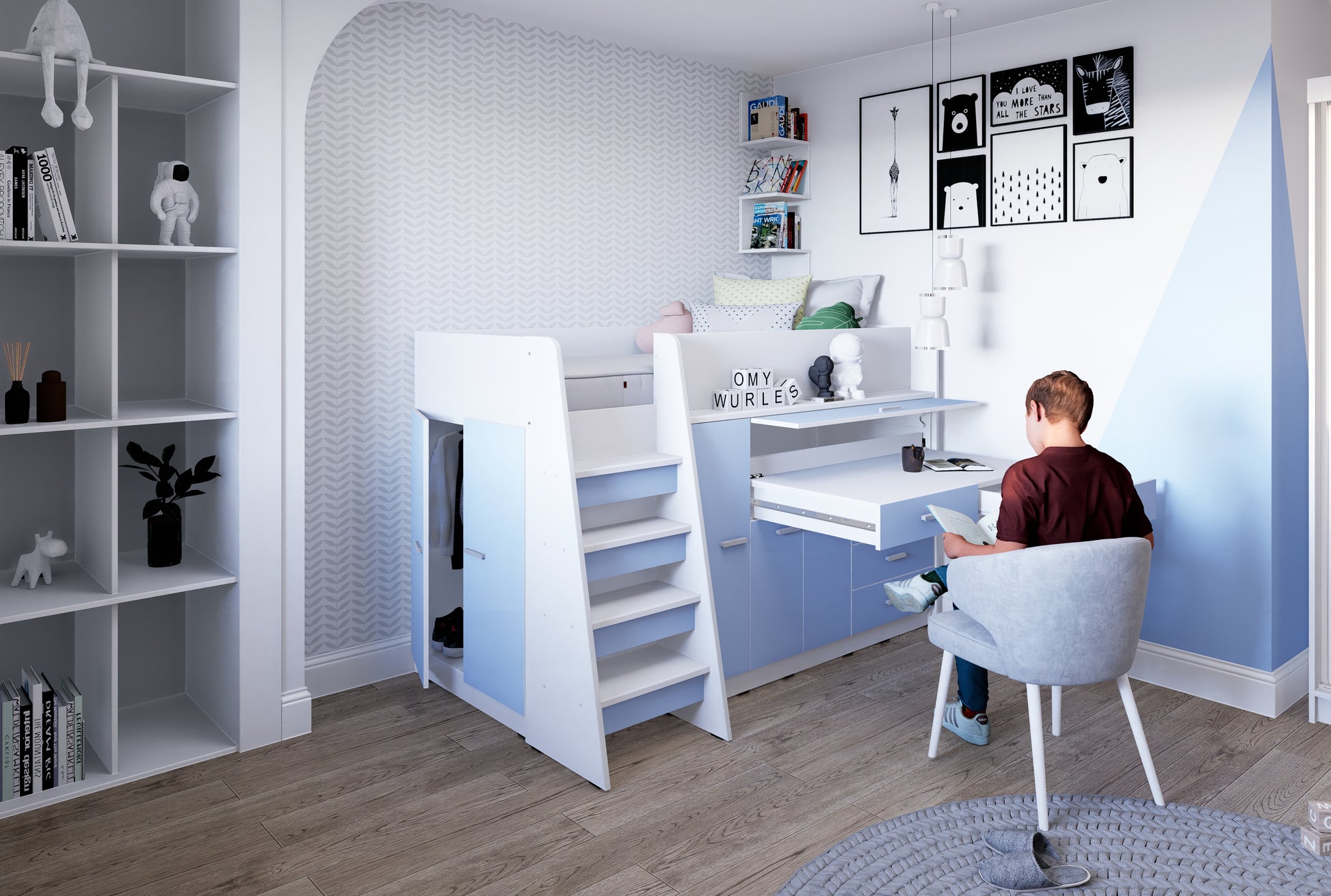 cabin bed with pull out desk