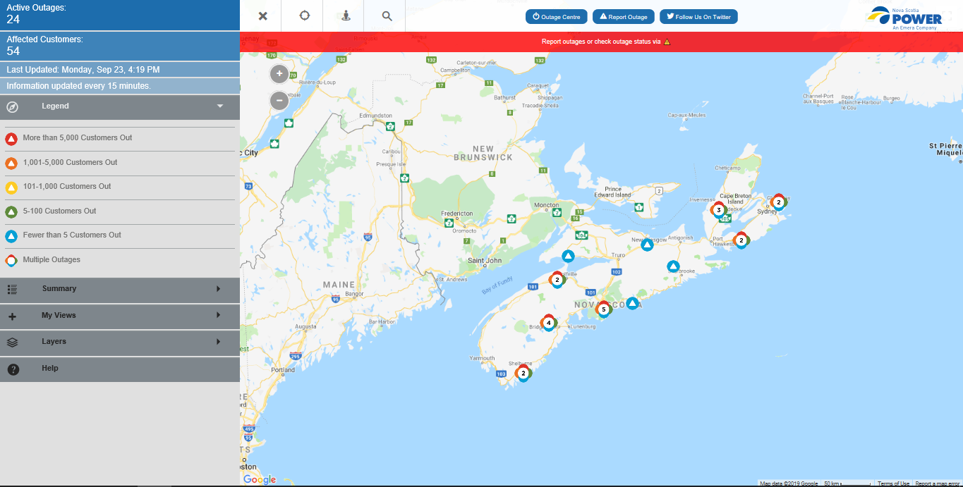 power outage nova scotia