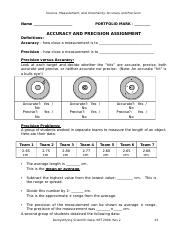 accuracy and precision worksheet answers key