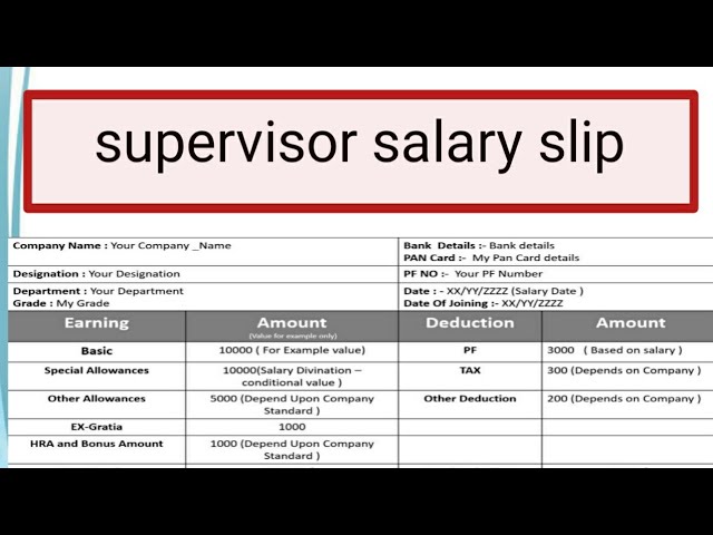 supervisor salary per month