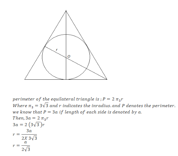 inner radius of equilateral triangle