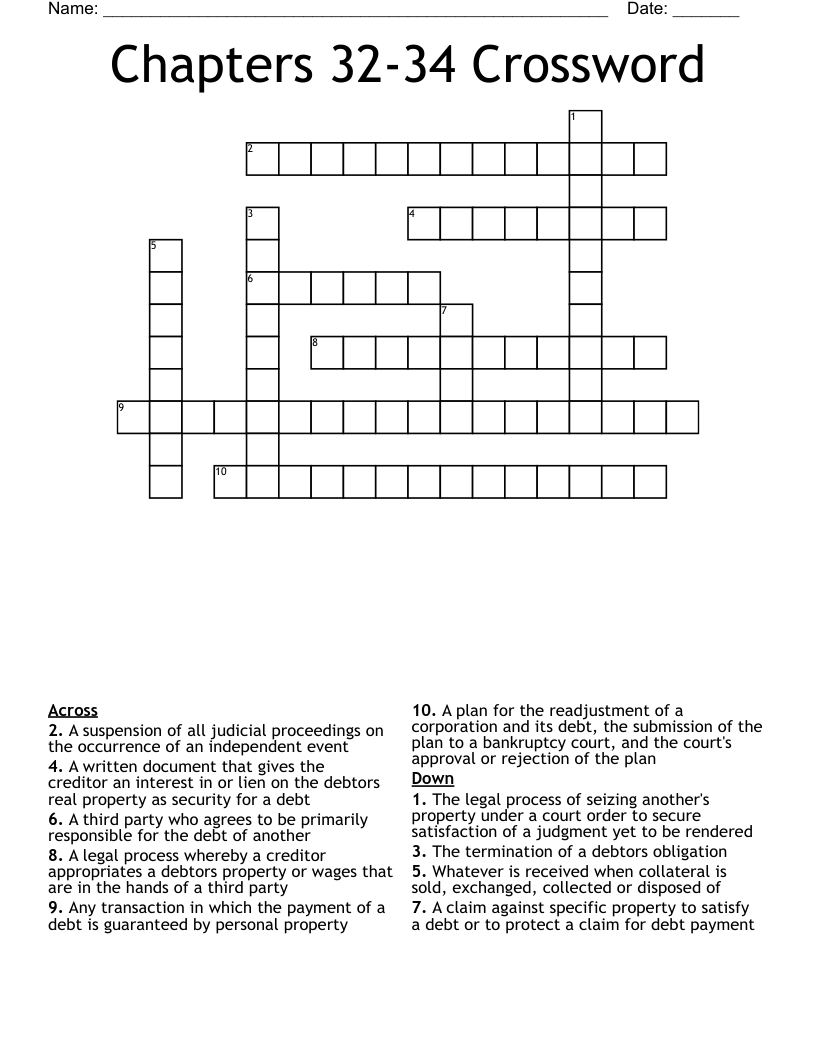 bankruptcy crossword