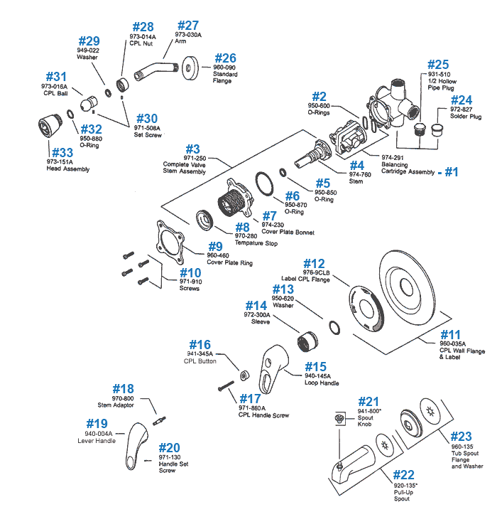 shower handle parts diagram