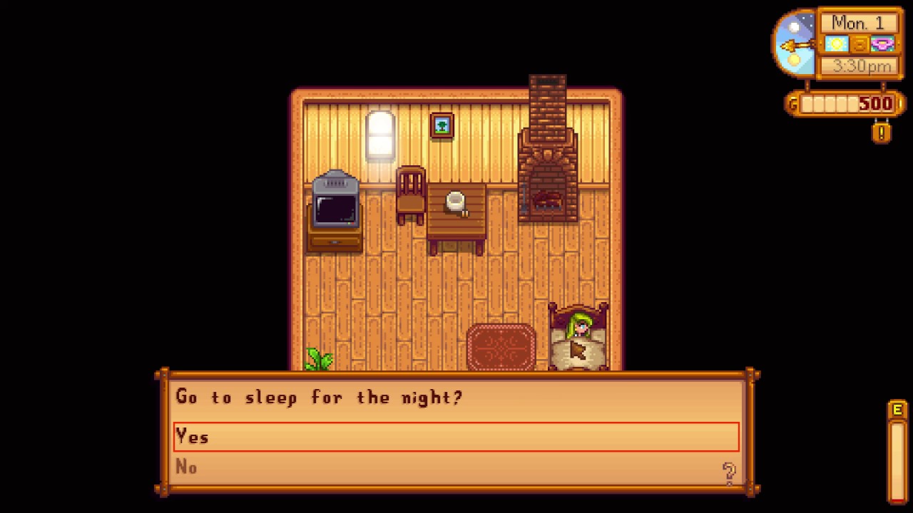 sleeping stardew valley