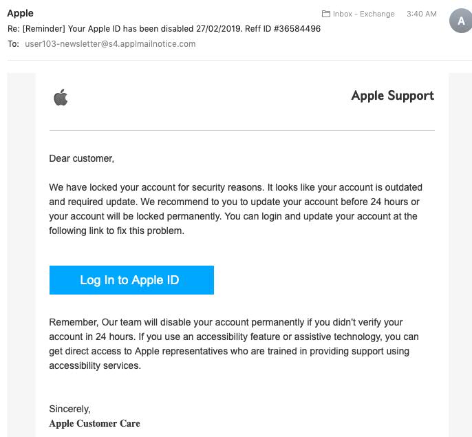 apple account disabled