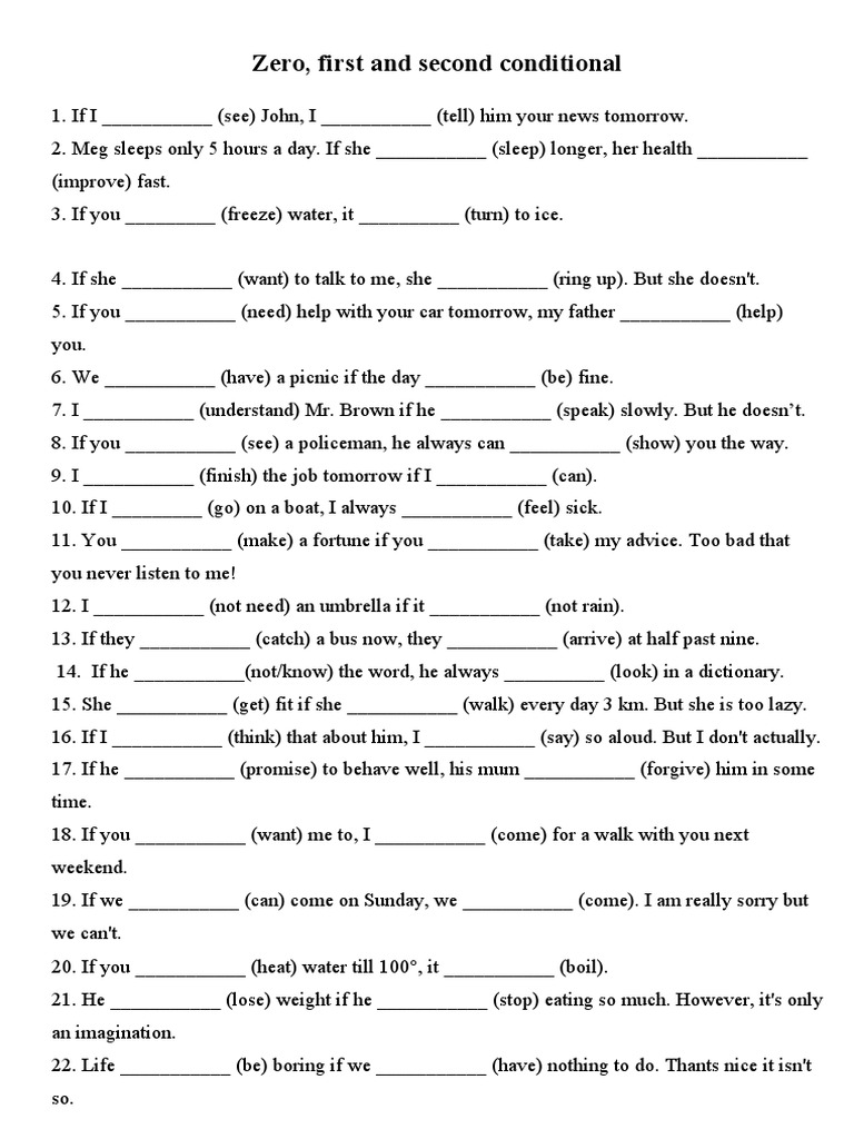 first and second conditionals exercises pdf