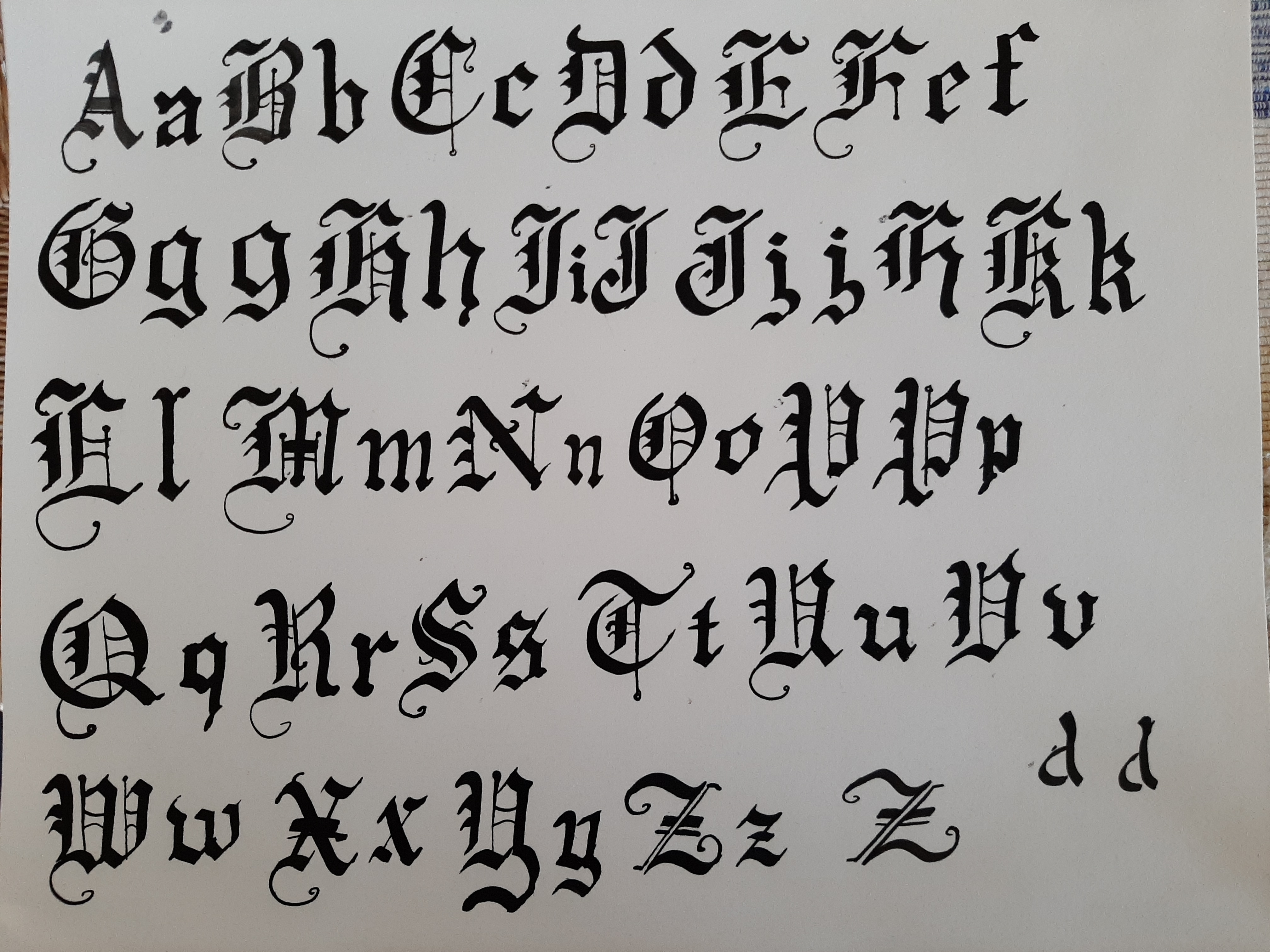 gothic calligraphy alphabet