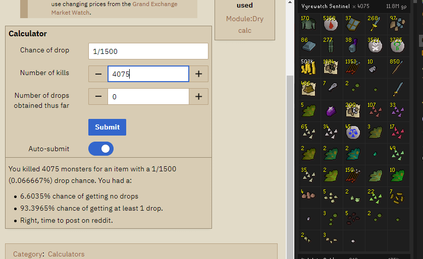 dry calc osrs