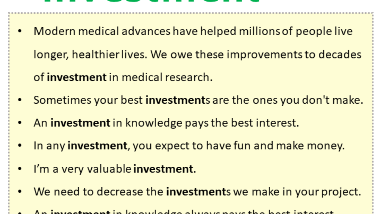 use investment in a sentence
