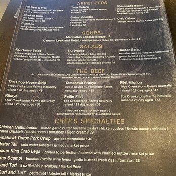 rustic chophouse menu with prices