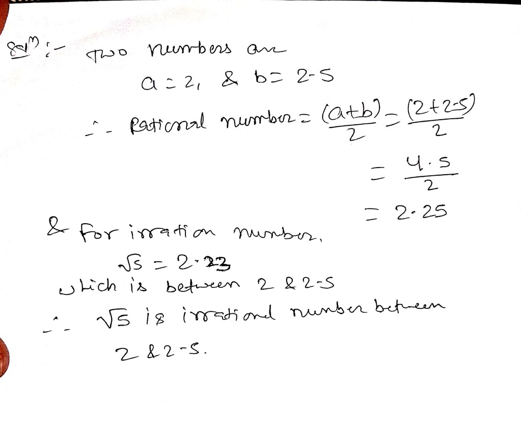 find two irrational numbers between 2 and 2.5