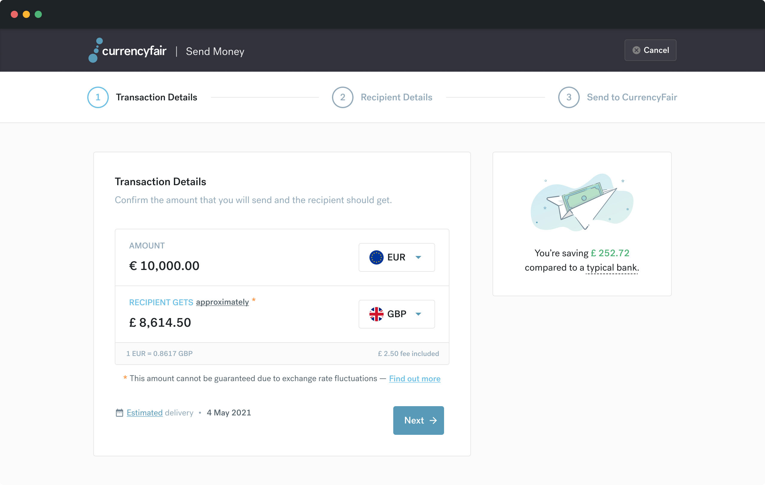 currencyfair exchange rate