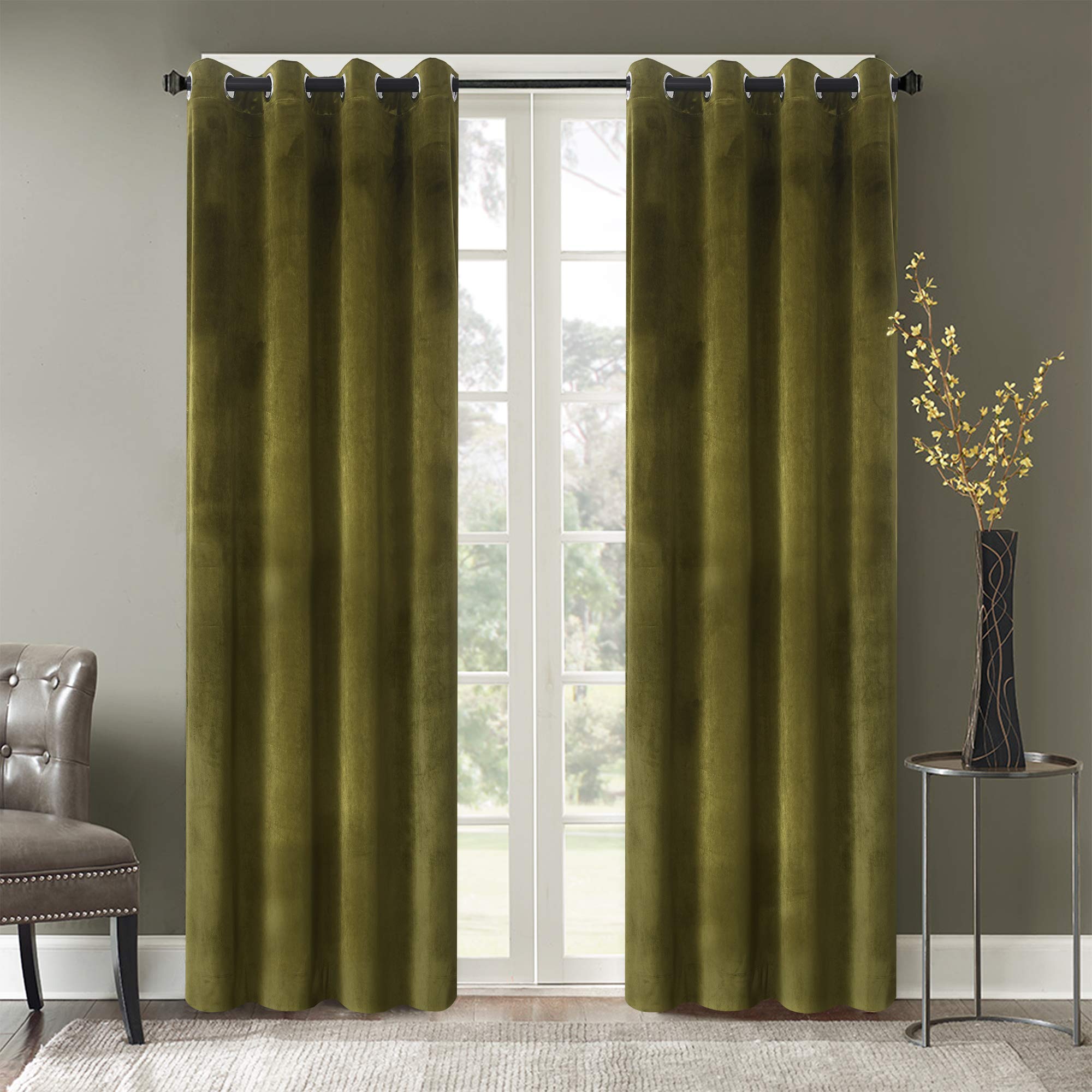 green curtain panels