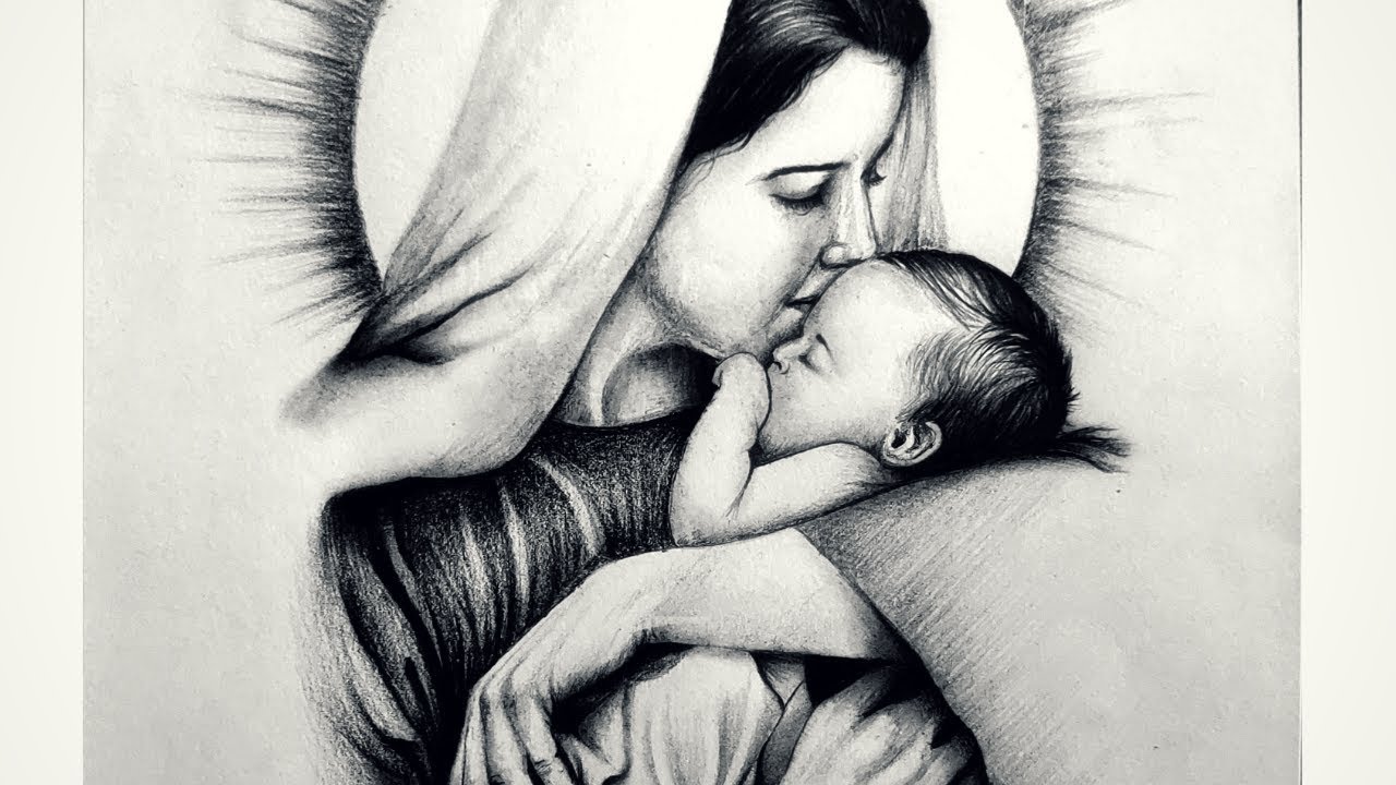 pencil mary mother of jesus drawing