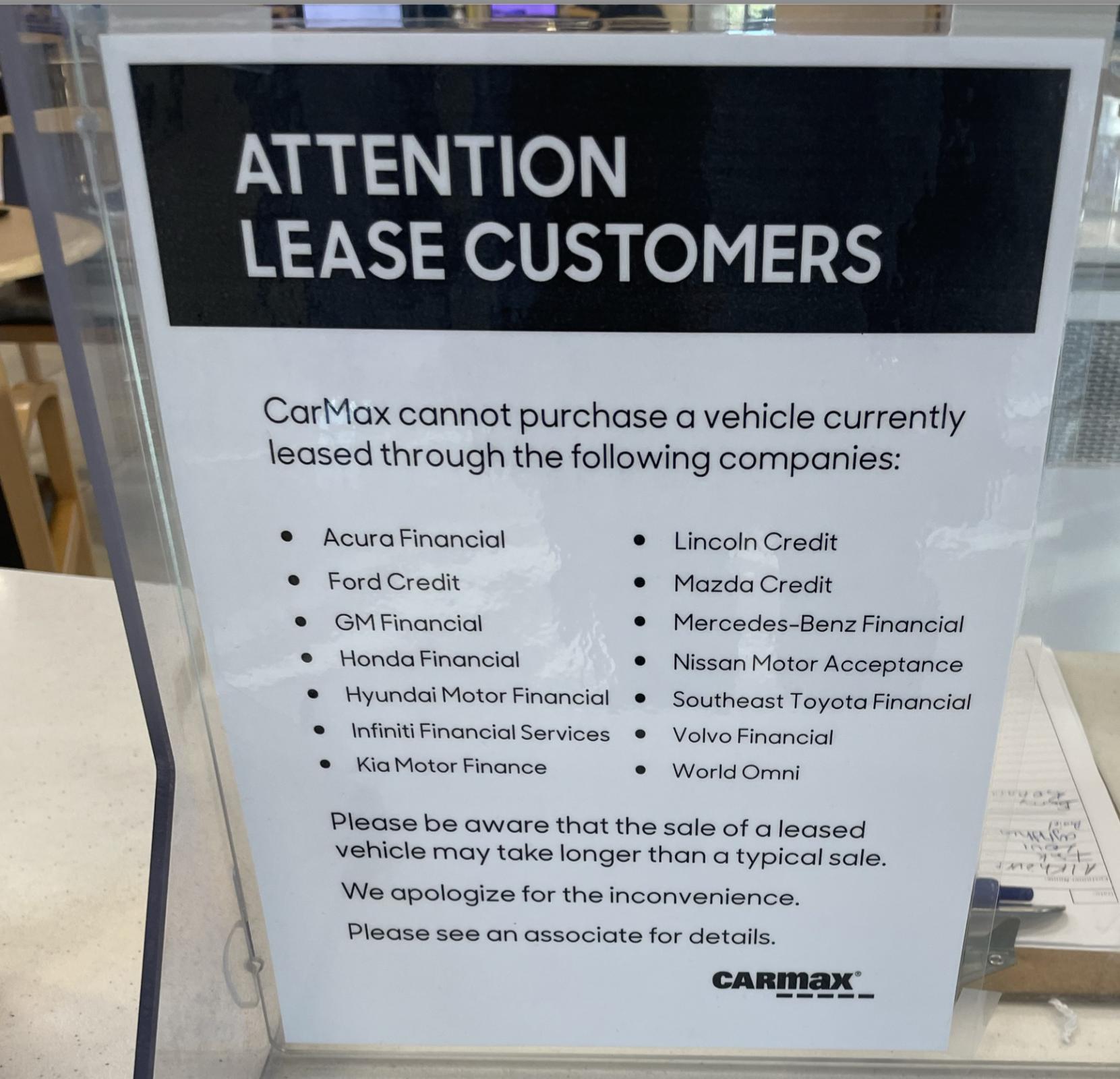 does carmax do leases