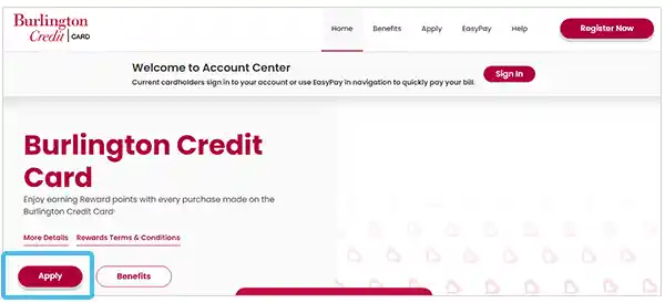 burlington coat factory credit card application