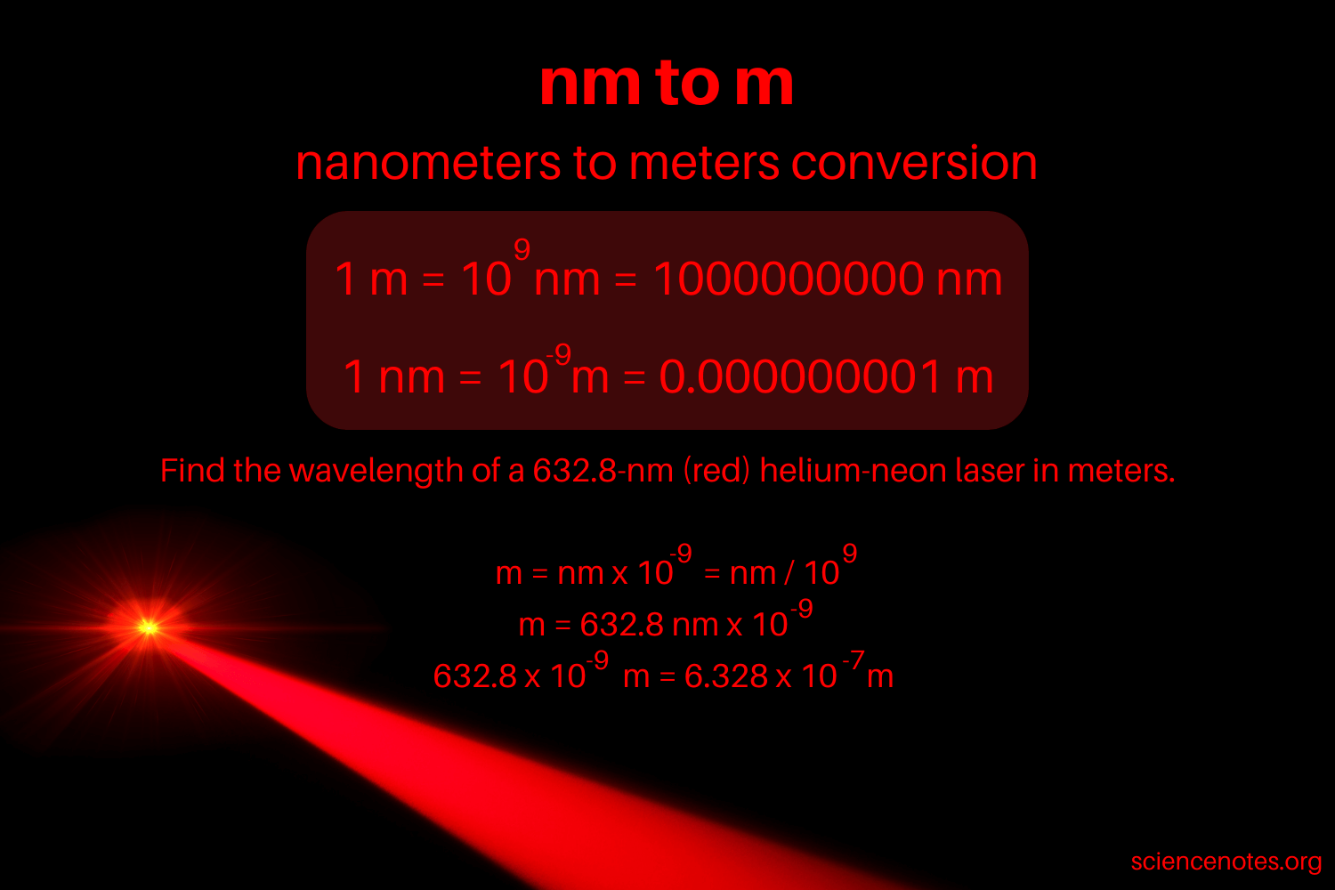 how to convert from meter to nanometer