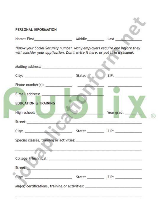 publix work application