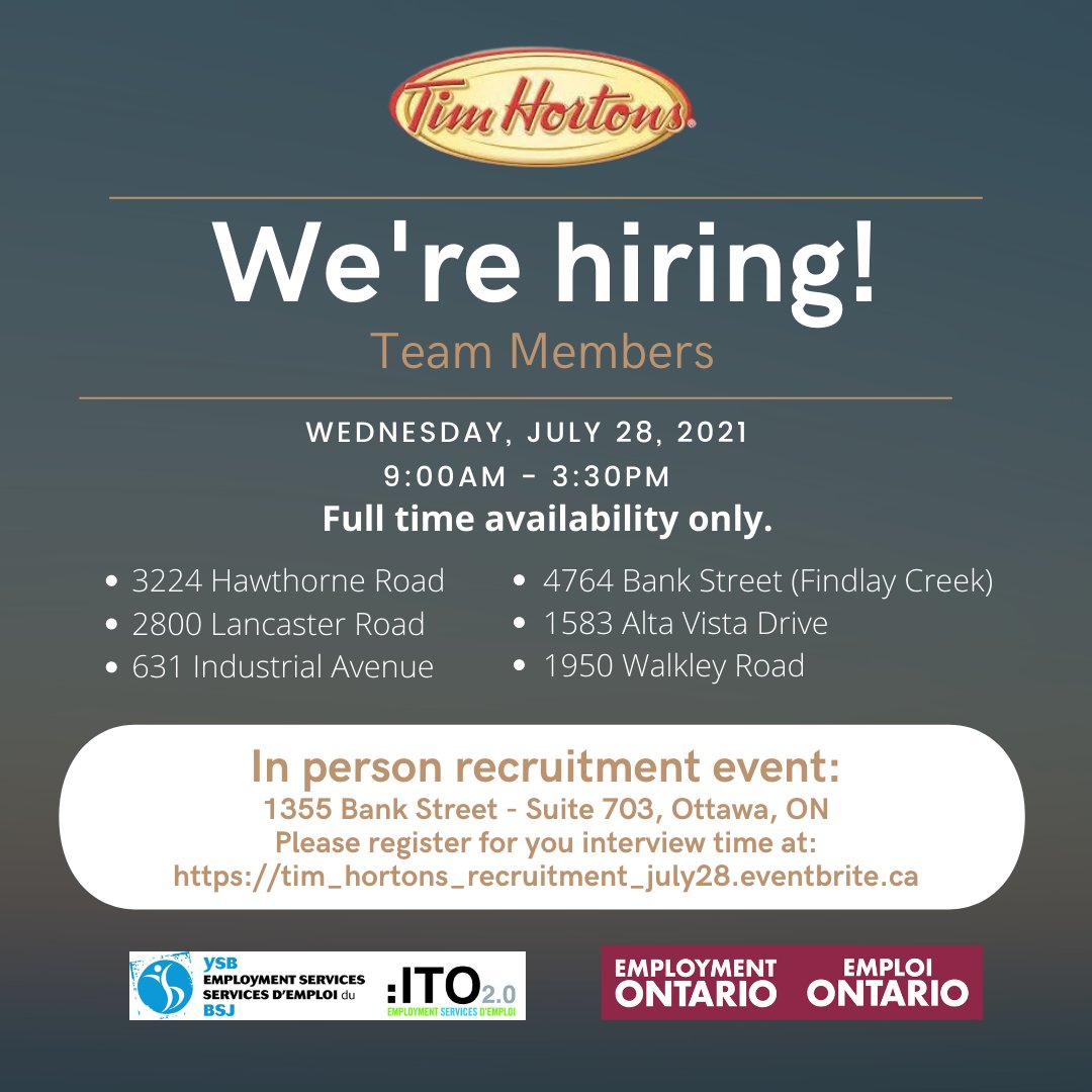 tim hortons job hiring scarborough