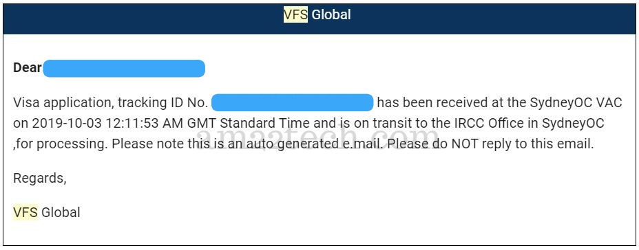 vfs global track application