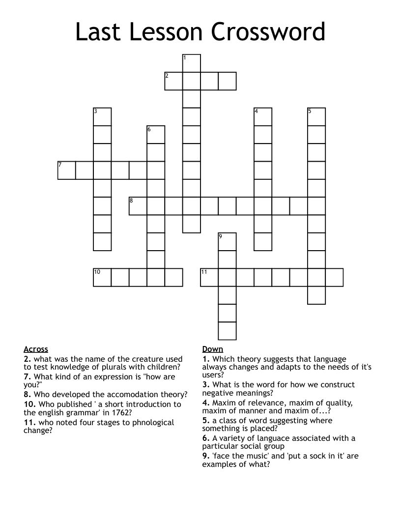 last part crossword