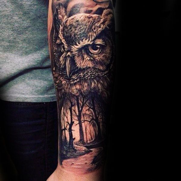 arm owl tattoo