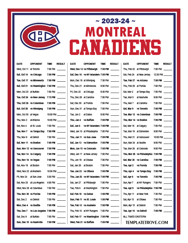 montreal canadiens schedule 2023-24