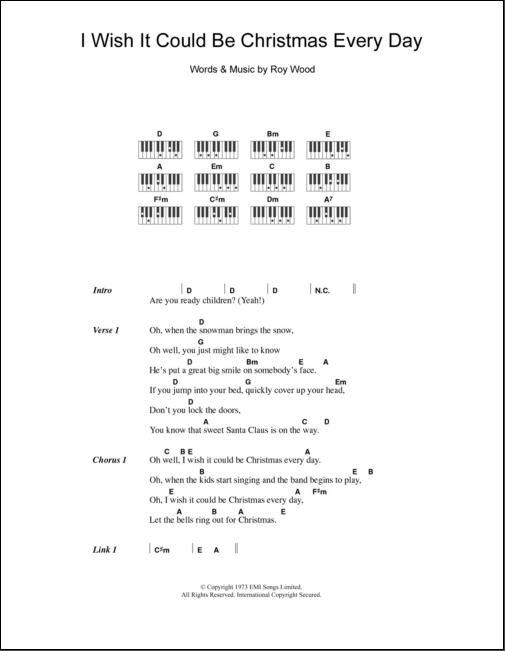 i wish it could be christmas everyday chords