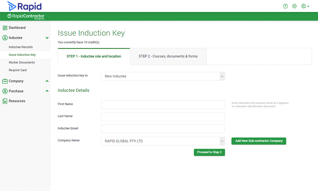 rapid induct login