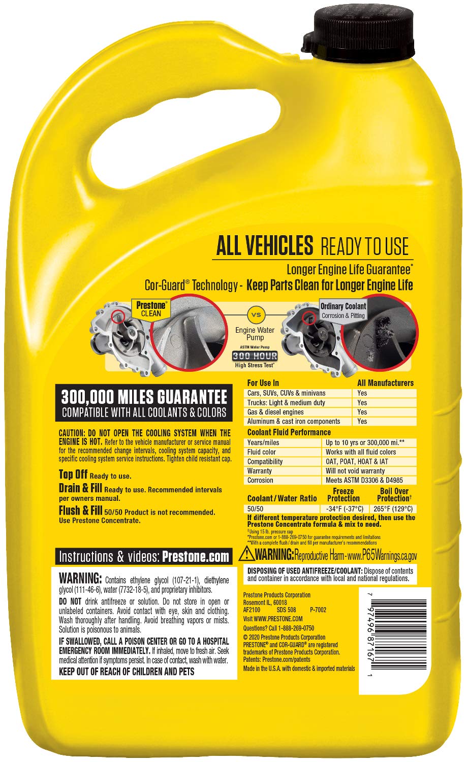 prestone antifreeze ingredients