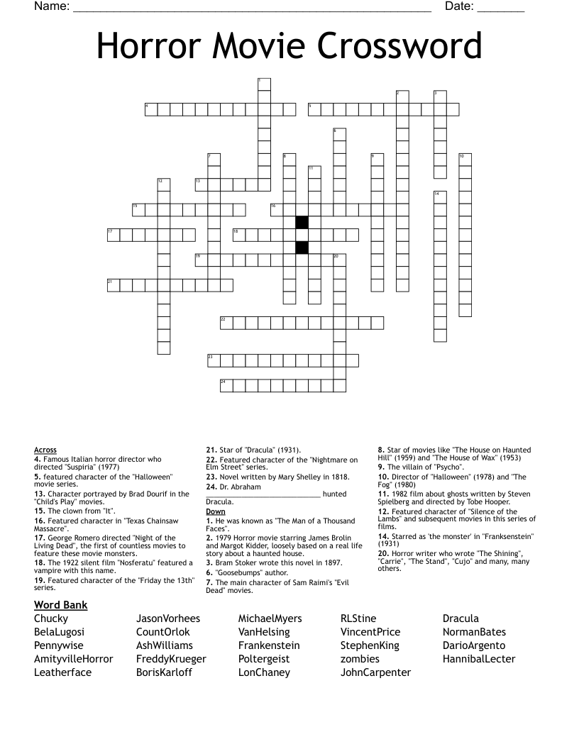 movie script crossword clue