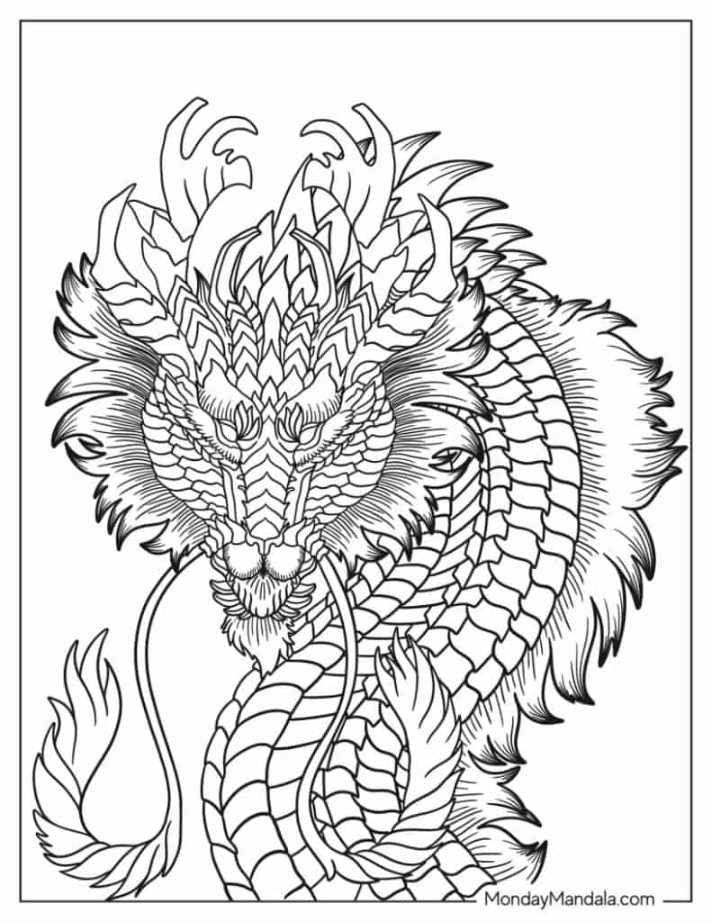 dragon colouring pages for adults
